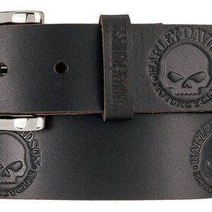 Harley-Davidson & Willie G Genuine Black Leather Belt and Immunity Flame Buckle